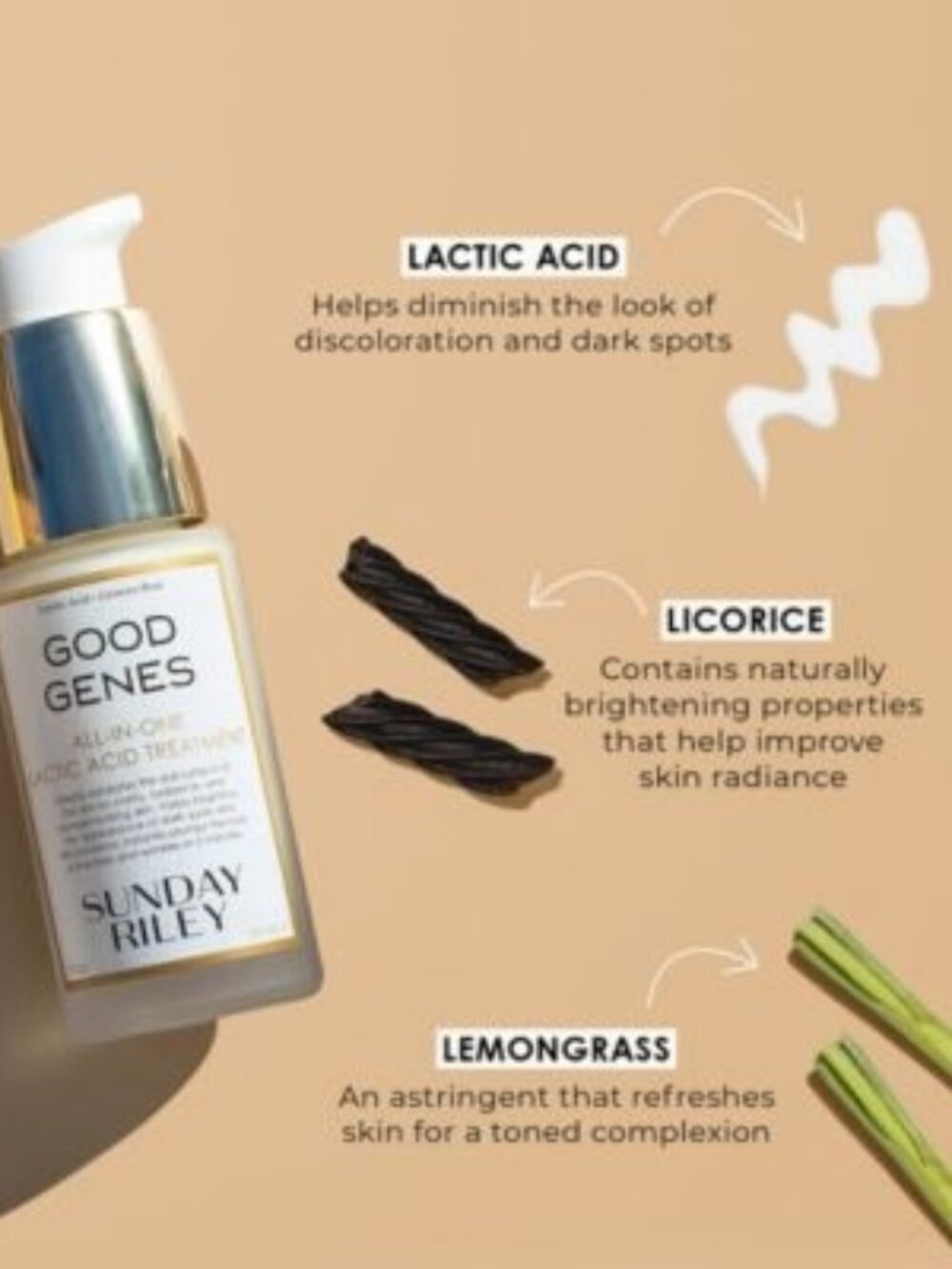 SUNDAY RILEY Skincare,Good Genes All-In-One Lactic Acid Serum-Travel15ml,0.5-NEW - Picture 7 of 16